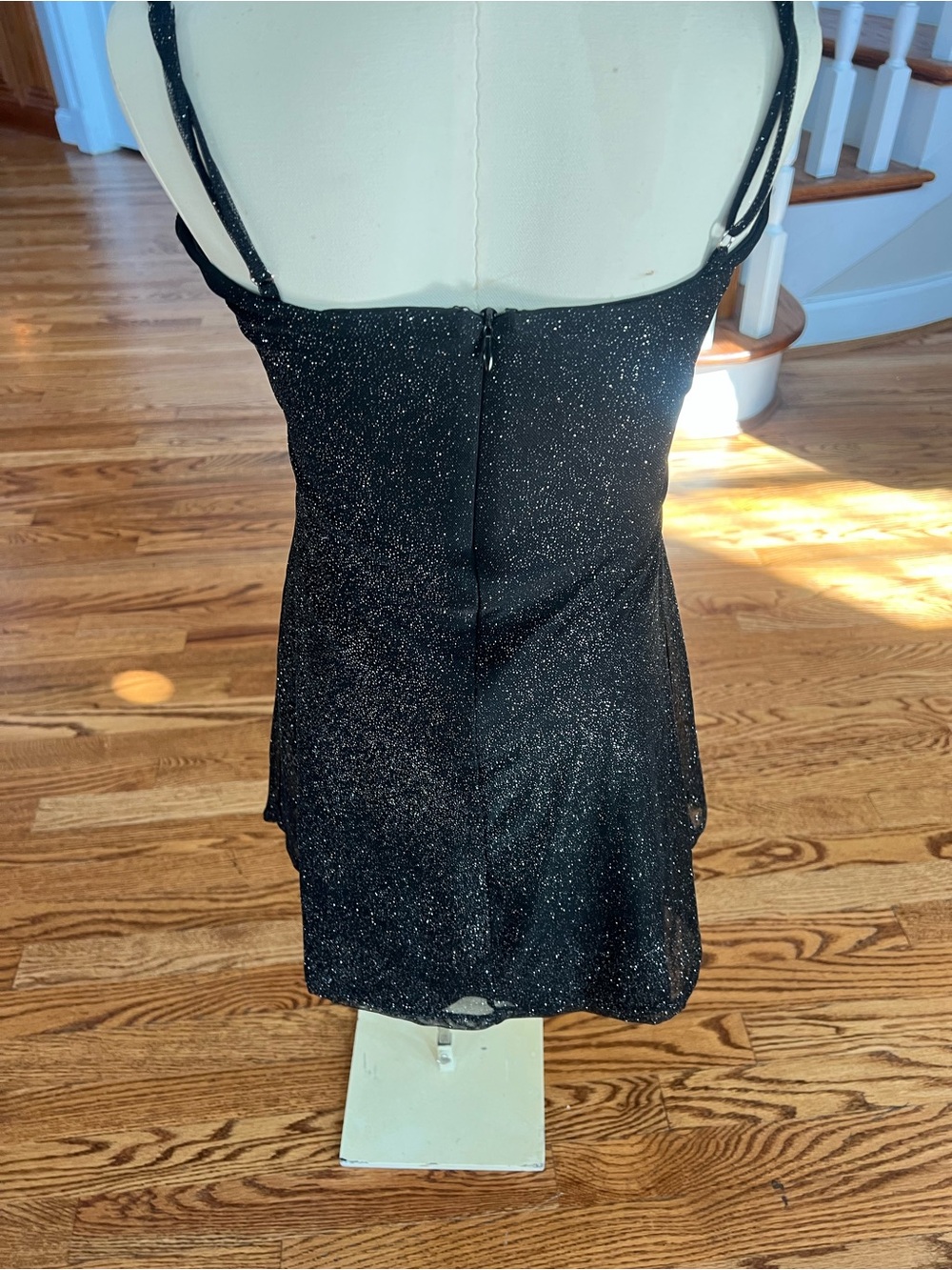 Women’s Black Sparkle Spaghetti-Strap Mini Dress - Picture 5 of 7